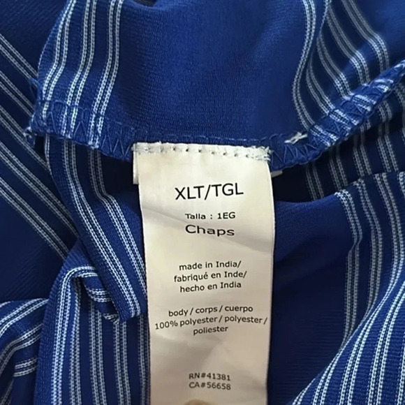 Chaps Golf 78 Men’s Blue Stripe Casual Short Sleeve Golf Polo Shirt Size XLT - Picture 5 of 5